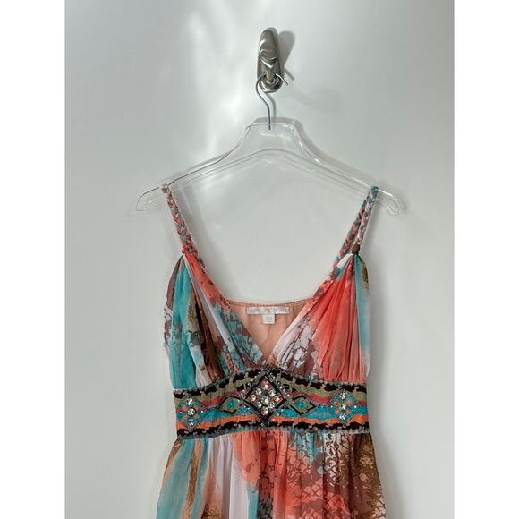 Boston Proper Embellished Printed Maxi Dress Size 8 - Picture 2 of 4